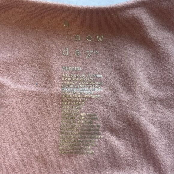 A New Day Women’s Scoop Neck Bodysuit Light Pink Size M Nylon Blend Stretch - Picture 4 of 6